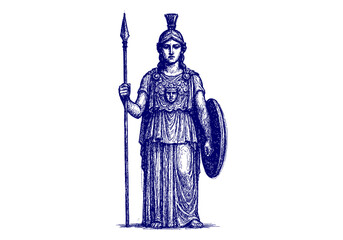 Fototapeta premium Athena hand drawn simple sketch vector illustration