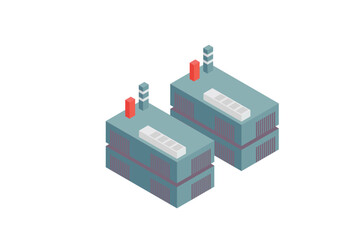 Fototapeta premium Isometric Dark Industrial Factory Building