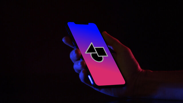 Mobile Dark Mockup 4 Click Color &ndash; Modern Smartphone Screen in Dark Theme, Black Device Presentation with Touch Gestures for App UI UX Showcase and Social Media Content