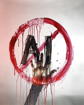 Anti-AI Painted Circle Symbol Art with Hand