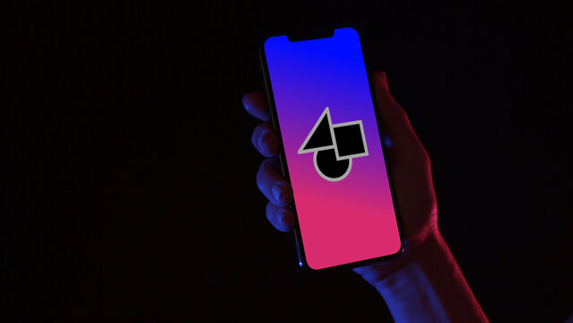 Mobile Dark Mockup 11 Click Color &ndash; Modern Smartphone Screen in Dark Theme, Black Device Presentation with Touch Gestures for App UI UX Showcase and Social Media Content