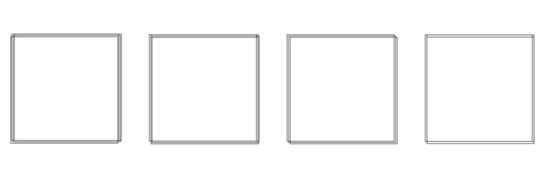 Doodle line square for frame. Square stock line hand drawn box line sketch set. box line photo frem set. Vector illustration. 