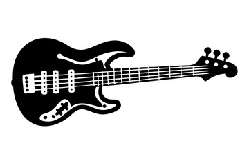 Fototapeta na wymiar bass guitar silhouette illustration for music string instrument and rhythm performance design