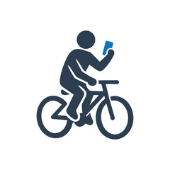 Obraz premium Dangerous Cycling Phone Use Icon