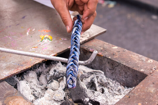 Process of making bangles by skilled artist, rajasthani lakh ki chudi or bihari lehthi 