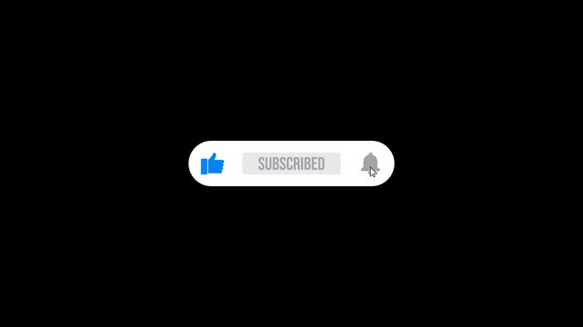 Youtube like subscribe and notification bell button on black. Perfect for social media tutorials, presentations, and online video content.