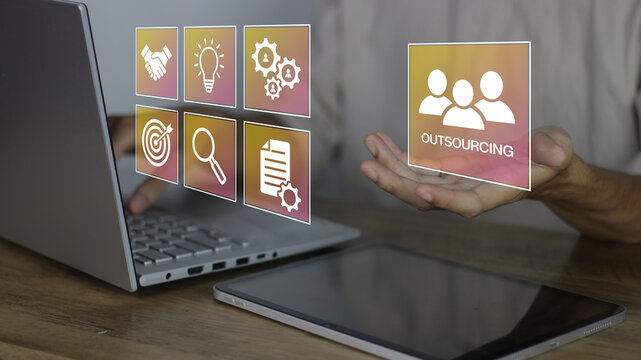 Recruitment management business concept focusing on outsourcing and human resources to optimize global structure, employment, and professional relationship management through digital technology