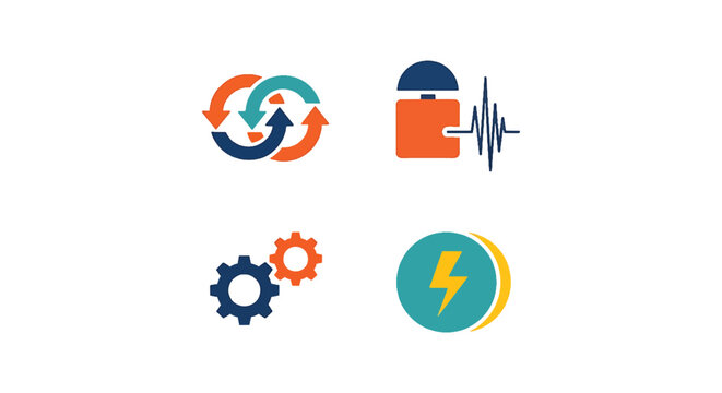 Generator Synchronizer Line modern simple shapes vector