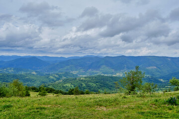 Fototapeta premium Panoramic Summer Landscape of Mountain Valley