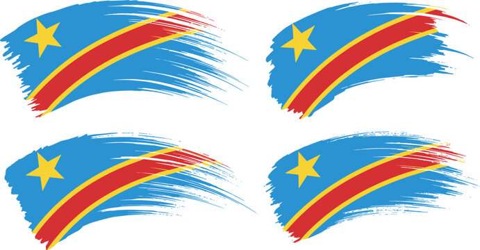 Democratic Republic of Congo Flag with Brush Stroke Effect, National Emblem and Colors for Artistic, Cultural, and Pride Designs