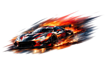 speeding through the track, race track action, high speed car illustration, motorsport racing scene, fast lap concept, dynamic motion blur, performance car on track, racing lines and curves, adrenalin © Else