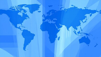Fototapeta premium Global Business Background with World Map and Blue Rays Illustration