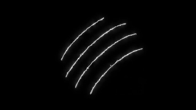 Claw effect animated animal scratch effect flaming scratch light effect 4K neon fire scratch looping, fire slash effect on black background. alpha channel