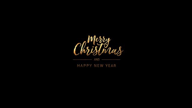 Golden merry christmas and happy new year words on black. Suitable for holiday greeting cards, social media posts, and festive designs.