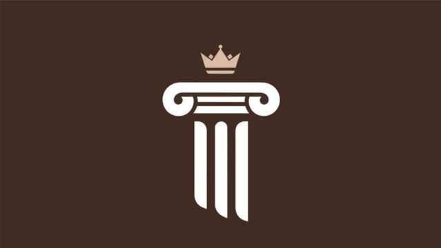 Elegant column logo on a brown background