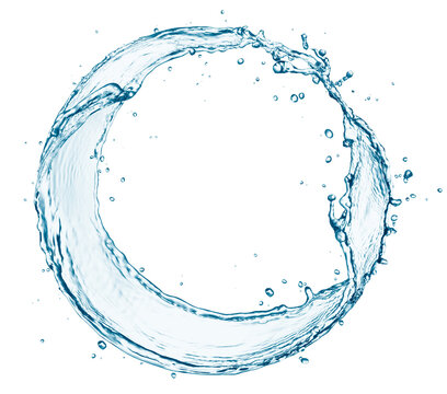 Water splash forming a circle isolated