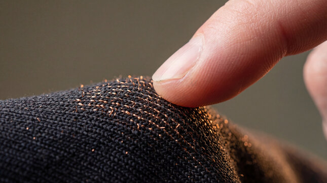 Finger touching smart athletic fabric with embedded metallic conductive threads