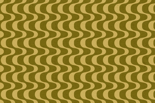 retro abstract background, olive green geometrical waves wallpaper, groovie 60s 70s backdrop, distressed grain texture, nostalgia pattern print