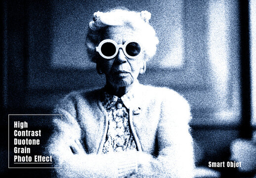 High Contrast Duotone Grain Photo Effect