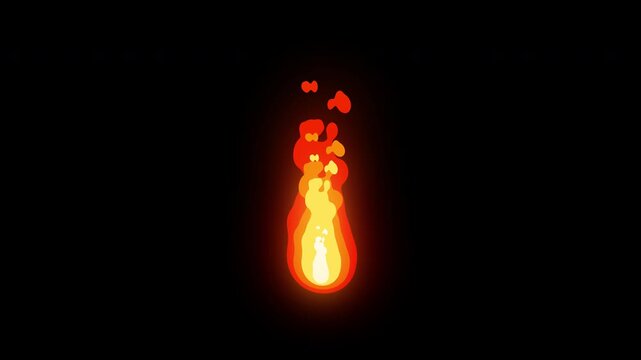 Fire flame tourch looping 2D animation with black background