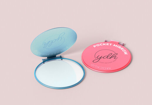 Pocket Mirror Mockup Round Compact