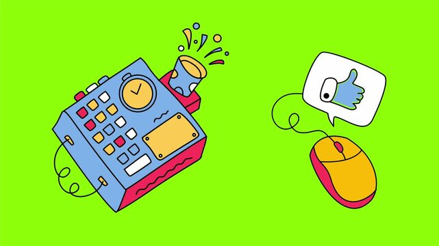Explosive alarm clock device and computer mouse with thumb icon