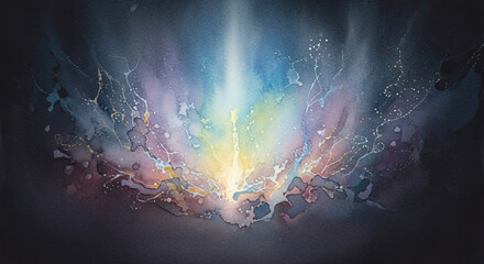 Fototapeta premium Darkness Filled With Light Inner Transformation Watercolor Illustration JPG