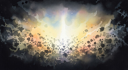 Fototapeta premium Darkness Filled With Light Inner Transformation Watercolor Illustration JPG