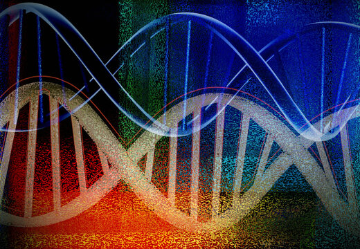Colourful abstract DNA double helix pattern