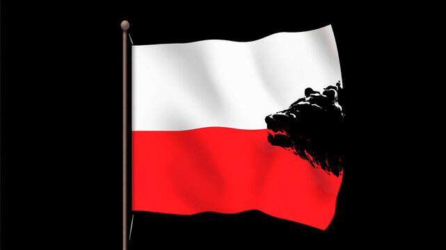 Russian bear shaped piece missing from Polish flag