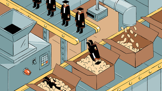 University graduate conveyor belt