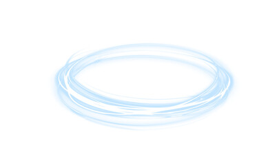 Naklejka premium Bright blue glowing circle with speed lines and soft neon halo effect. Clean circular design creates a modern visual impact. Ideal for overlays and creative digital artwork.