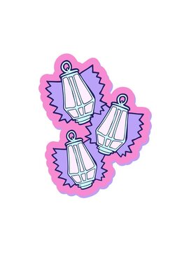 jiggle and pause animation of sticker of a cartoon christmas lanterns