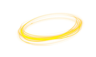 Naklejka premium Golden neon circle with glowing edges and shimmering light effect creates elegant frame. Smooth gradients add depth and richness to the composition. 