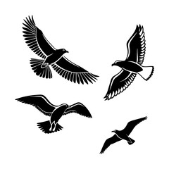 Fototapeta premium set of silhouettes of birds
