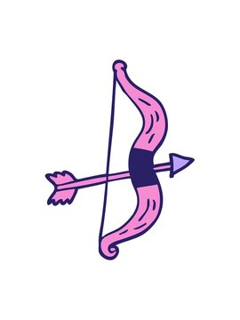 vibrating motion animation of cartoon doodle bow and arrow