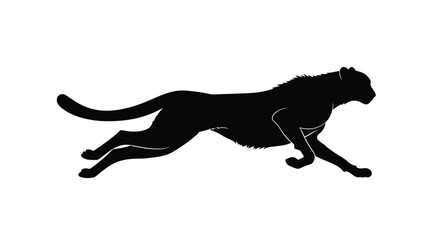 A sleek black silhouette of a cheetah running at full speed © Mithon