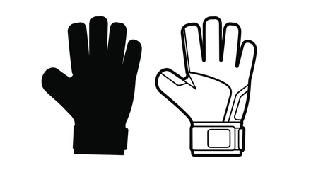 Obraz premium Two contrasting views of a black and white goalkeeper glove