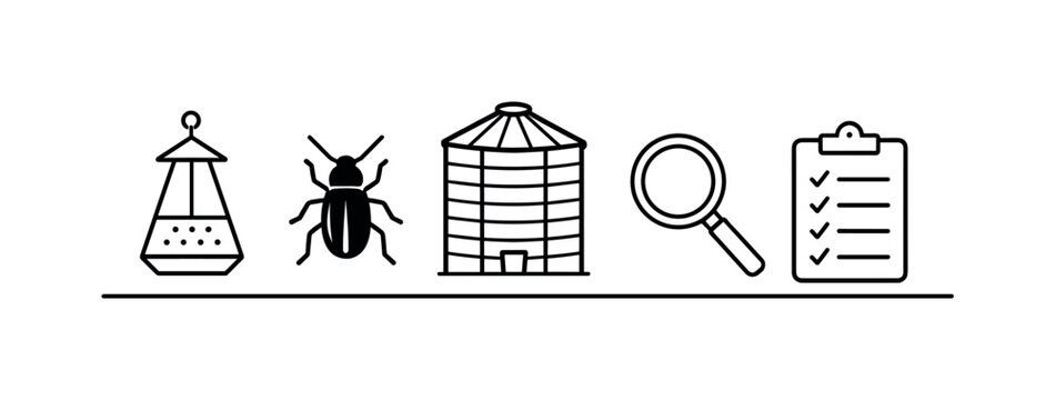 Grain storage insect monitoring using pheromone traps and inspection routines for early infestation detection and quality preservation in agricultural facilities, pheromone trap