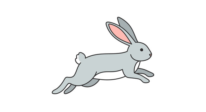 Running cartoon rabbit in motion fast.