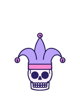 rise and float animation of iconic tattoo style image of a skull jester
