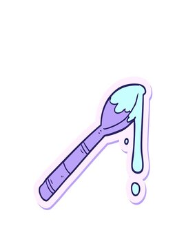 stretching up animation of sticker of a cartoon spoonful of honey