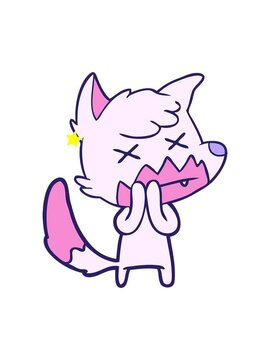 twinkling stars effect animation of cartoon dead fox