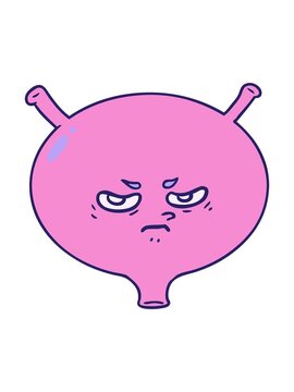 shine light effect animation of cartoon angry bladder