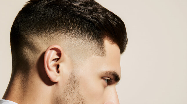 Taper low fade haircut side profile clean modern hairstyle sharp look