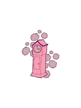 pressure popping animation of cartoon dusty old grandfather clock