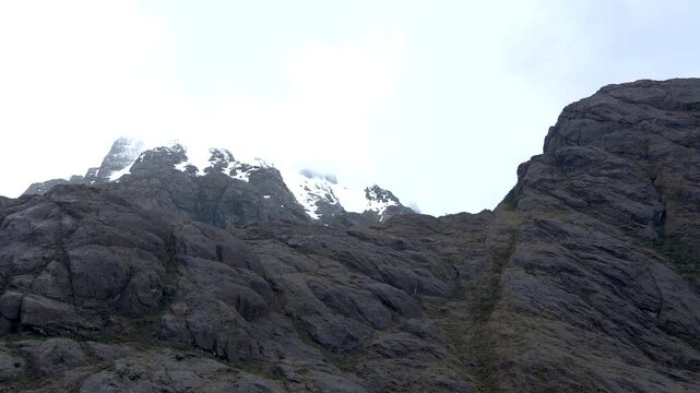 Calbuco chile patagonia river lake nature mountain trees clouds winter dusk morning drone