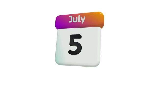 July Calendar Counting Up Animation Creative Time Lapse Visual