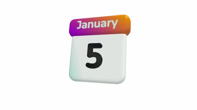 Januari Calendar Counting Up Animation Creative Time Lapse Visual