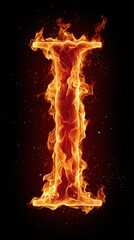 Fototapeta premium Vibrant Fiery Alphabet Letter 'I' on a Dark Background